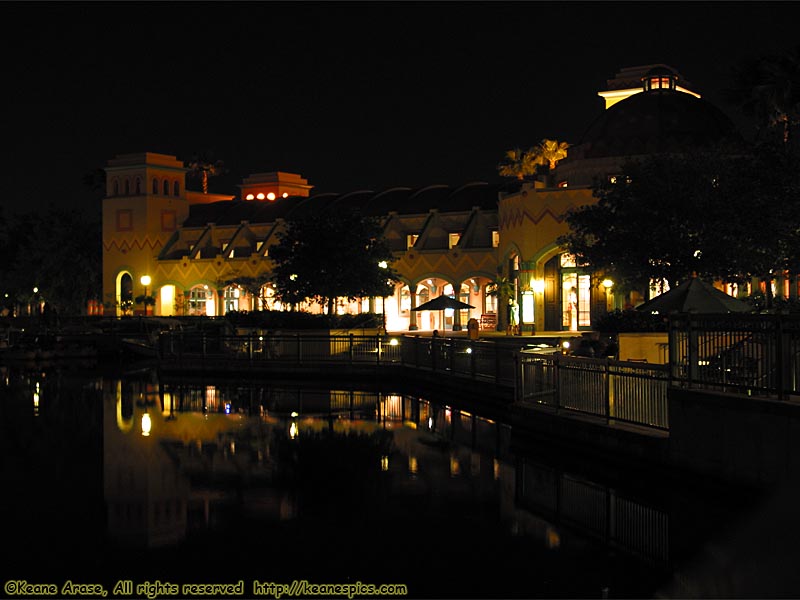 Coronado Springs Resort at night.