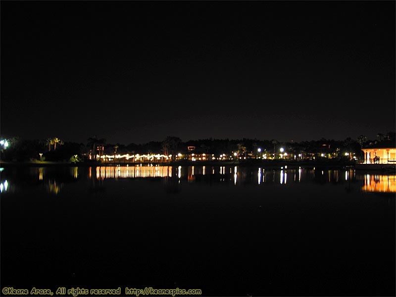 Coronado Springs Resort at night.