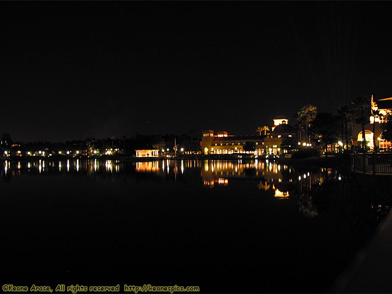 Coronado Springs Resort at night.