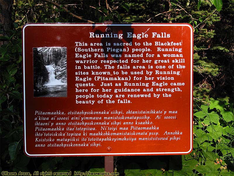 Running Eagle Falls sign