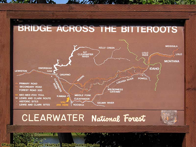 Bridge Across the Bitteroots (sic) sign