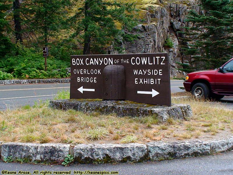 Box Canyon of the Cowlitz sign