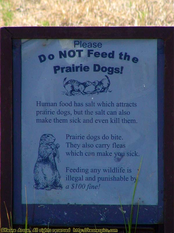 Do Not Feed The Prairie Dogs sign