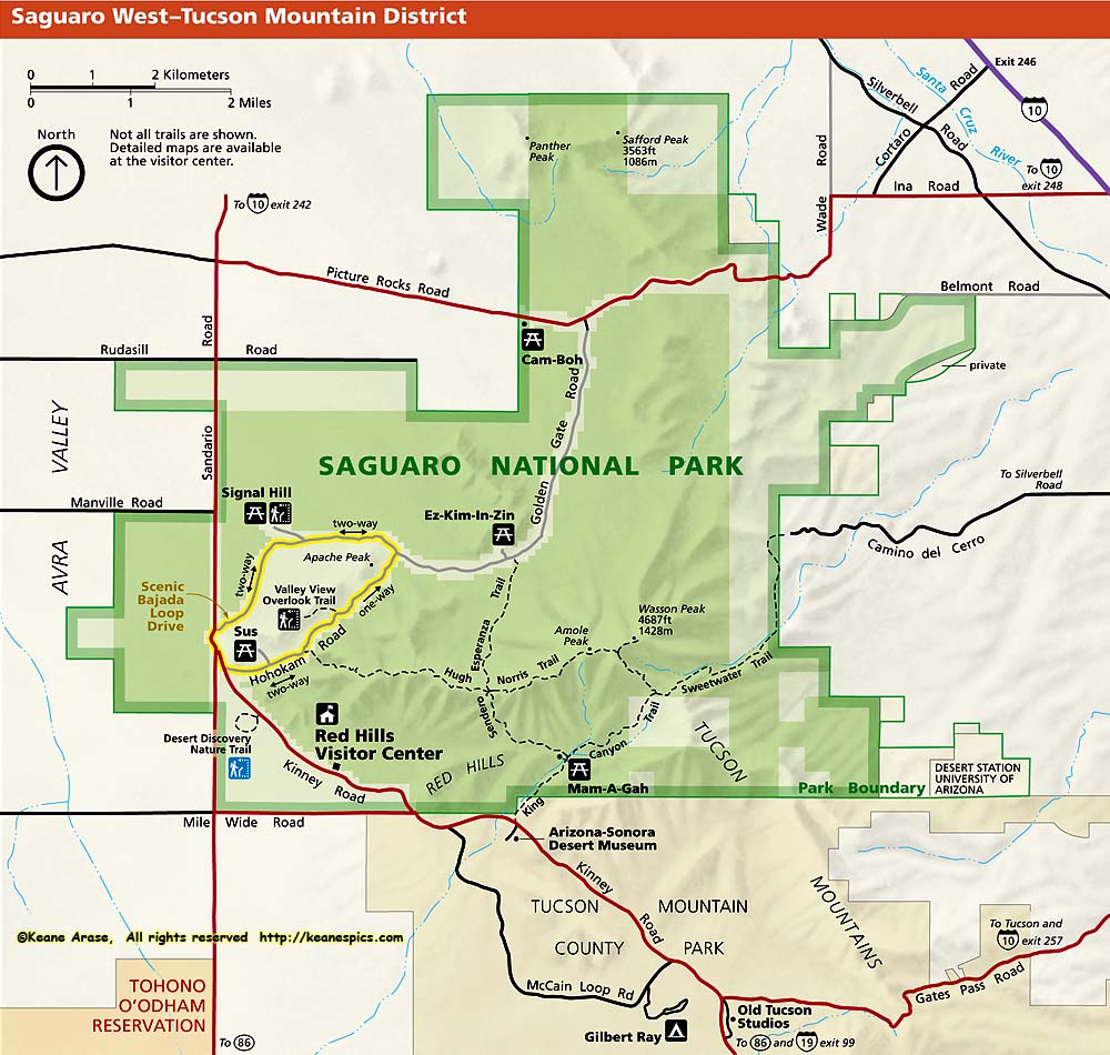 Saguaro National Park, West Unit Map 