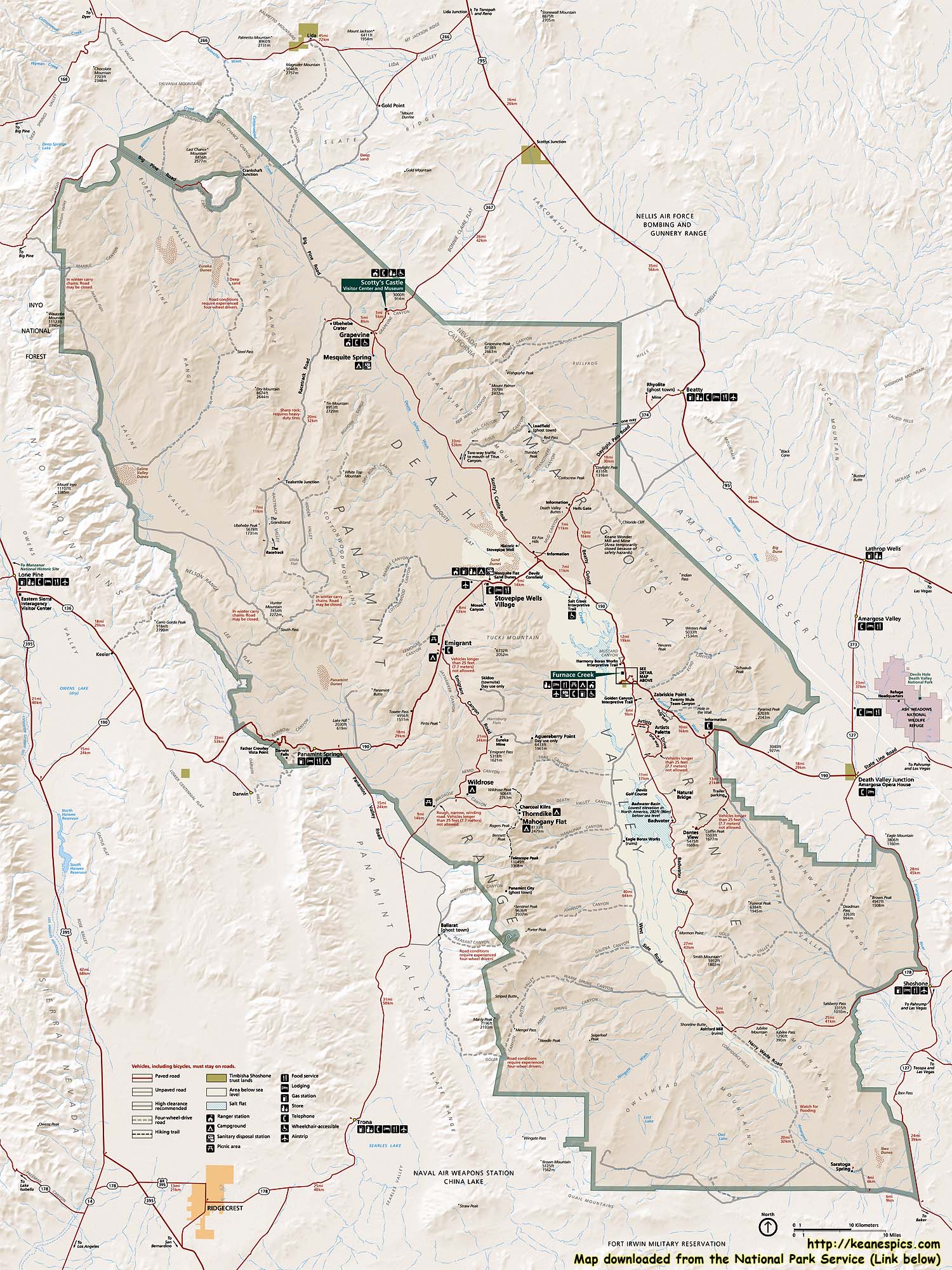 Death Valley National Park Map