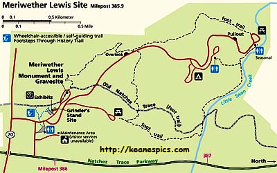 Meriwether Lewis Burial Site Map