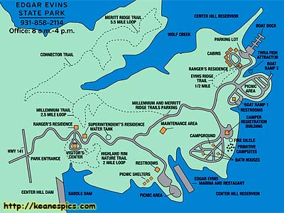 Edgar Evins State Park Map