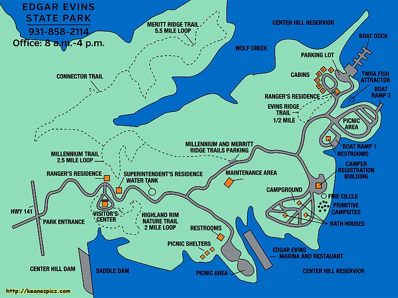 Edgar Evins State Park Map