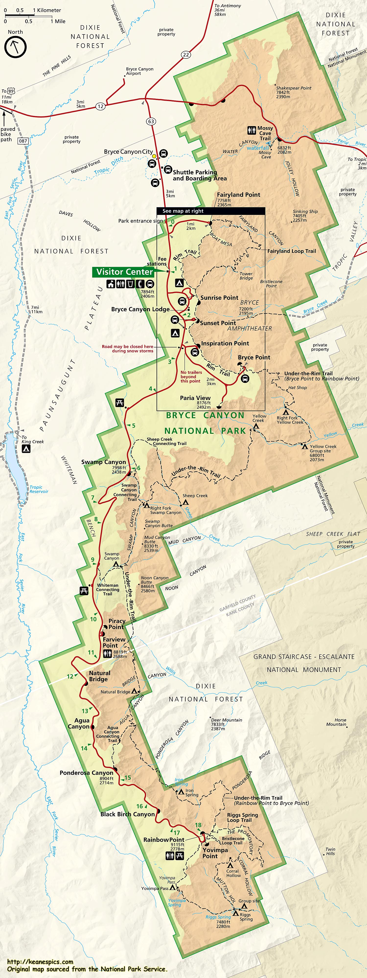 Bryce Canyon National Park Map