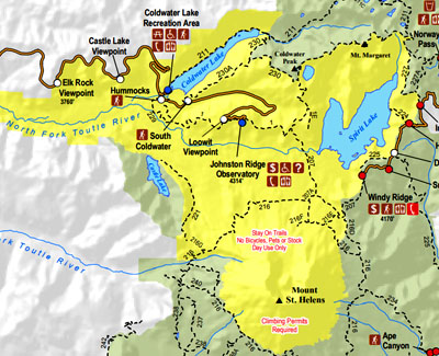 Mount St. Helens National Volcanic Monument Map