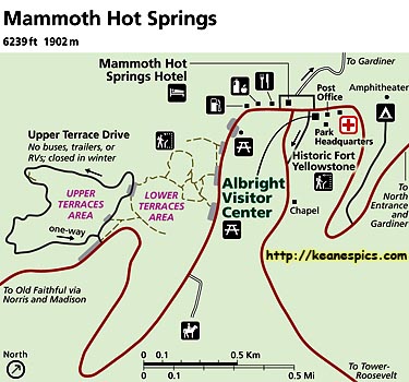 Mammoth Hot Springs Map